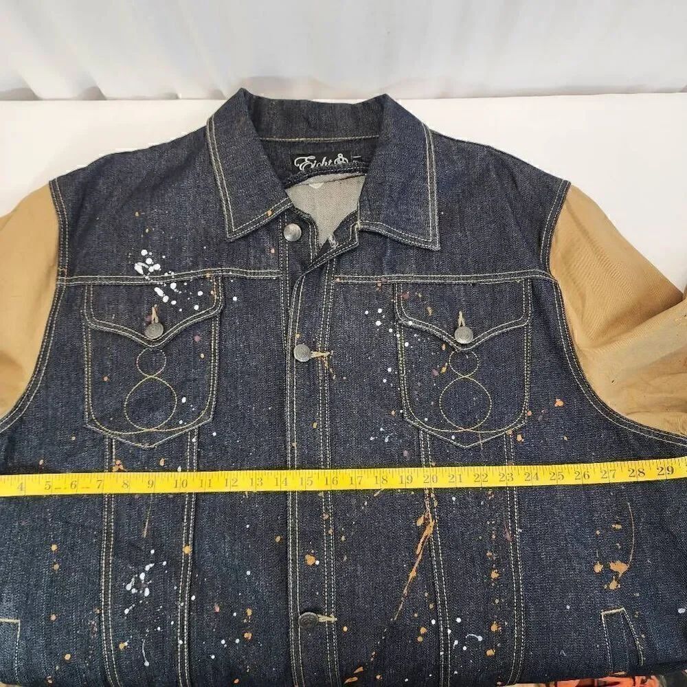 Eight 732 Paint Splashed Denim Jacket Size 5XL k - Picture 6 of 9